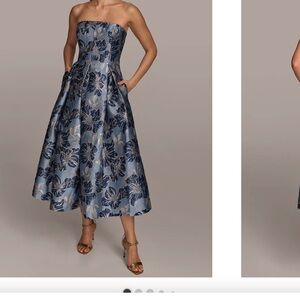 Donna Karan Strapless Blue Floral Dress